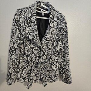 Dress Barn women’s black/white warm soft lined Jacket sz S Tailored Long Sleeve